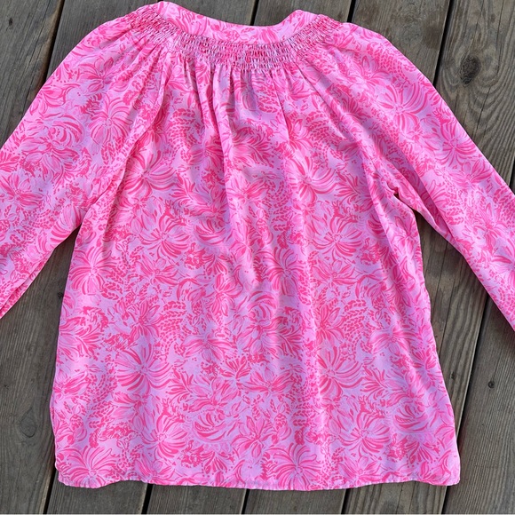 Lilly Pulitzer Elsa Top Pink Blossom Foxy Llama XL - Picture 9 of 13